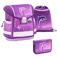 Ранец Belmil Classy - Dolphin Purple, Дельфин, розовый, с наполнением