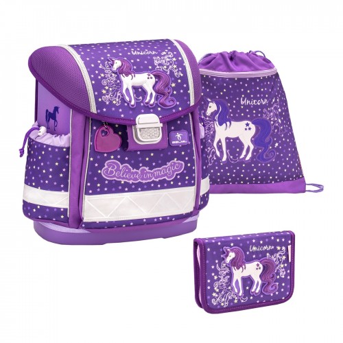 Ранец Belmil Classy - Believe In Magic Purple, Единорог, фиолетовый, с наполнением