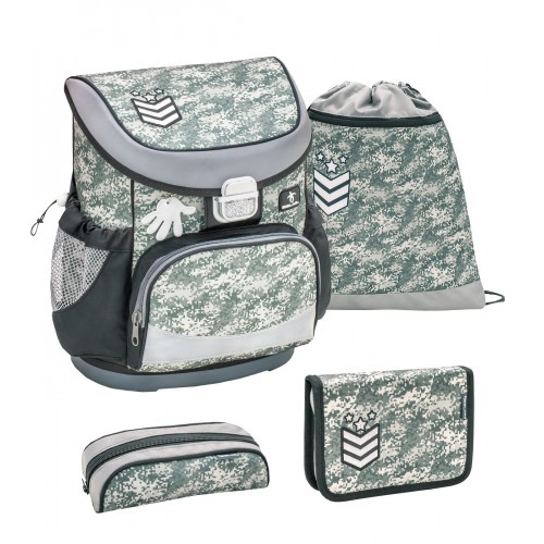 Ранец Belmil Mini-Fit - Camouflage Grey, серый, с наполнением