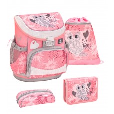 Ранец Belmil Mini-Fit - Owl Silver, Сова, розовый, с наполнением