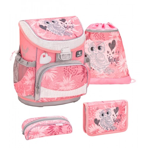 Ранец Belmil Mini-Fit - Owl Silver, Сова, розовый, с наполнением