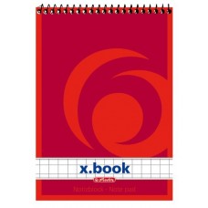 Блокнот Herlitz x.book спираль сверху А7 50 листов клетка, красный