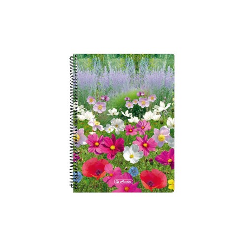 Блокнот Herlitz Spring спираль 100 листов клетка, бабочки