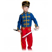 Карнавальный костюм Текстиль - Гусар, сине-красный, размер 134-140 см